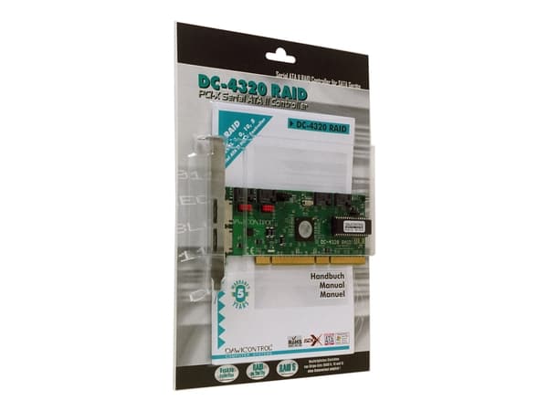 Dawicontrol DC-4320 SATA II RAID Controller, PCI-X, Silicon Image Sil3124, 0,1,5,10,JBOD, 300 Mbit/s, Langallinen, 32 Bit PCI-Bus