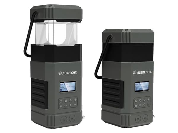 Albrecht DR 114 DAB, Akulla toimiva retkilyhty, Musta, 80 lm, USB C, Akku, USB