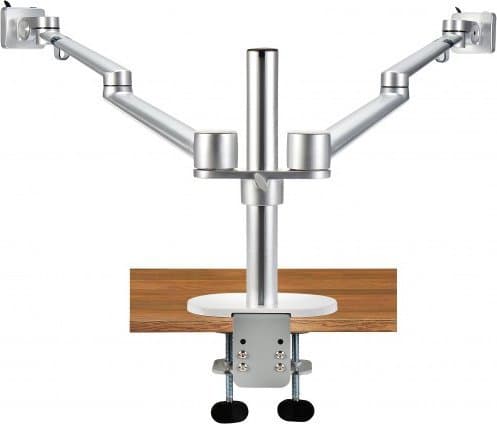 Spire skrivebordsholder for 2 skjermer opptil 27" Arm Basic (CG-UGOL-2S) Sølv, Hvit