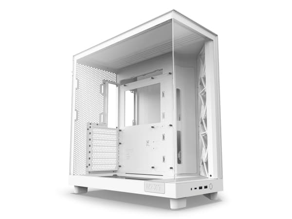 NZXT H series H6 Flow RGB - Mid tower - ATX - sidepanel med vindu (herdet glass) - ingen strømforsyning - matt hvit - USB/lyd