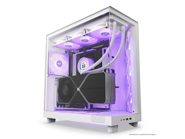 NZXT H series H6 Flow RGB - Mid tower - ATX - sidepanel med vindu (herdet glass) - ingen strømforsyning - matt hvit - USB/lyd