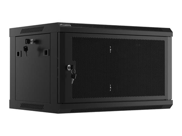 Lanberg - Rack skåp - platt paket, med perforerad dörr, 600x450 - väggmontering - RAL 9004, svart - 6U - 19"