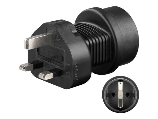 goobay - Strømadapter - BS 1363 (hann) til CEE 7/4 (hunn) - 5 A - svart