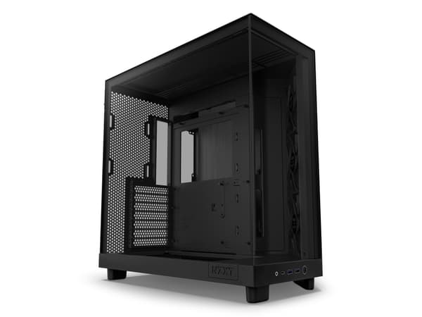NZXT H series H6 Flow - Mid tower - ATX - genomskinlig sidopanel (härdat glas) - ingen strömförsörjning - mattsvart - USB/ljud