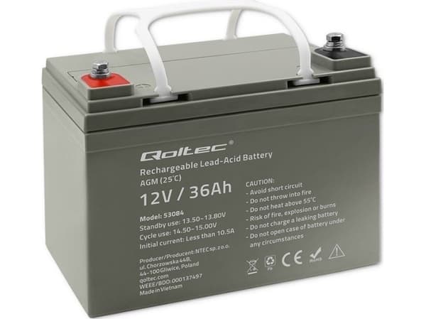 Qoltec AGM batteri | 12V | 36Ah | maks.540A