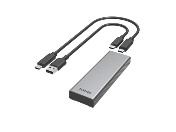Hama 00200764, SSD-inkapsling, M.2, M.2, 10 Gbit/s, USB-anslutning, Grå