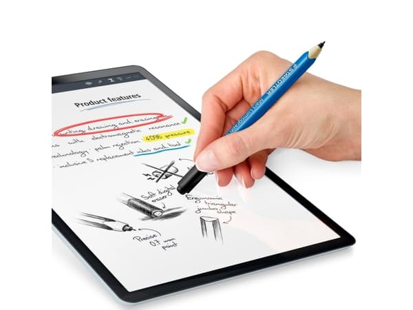 Staedtler Mars® Lumograph® digital jumbo Digital pen med trykfølsom skrivespids, med præcis skrivespids, Viskelæder-tast Blå