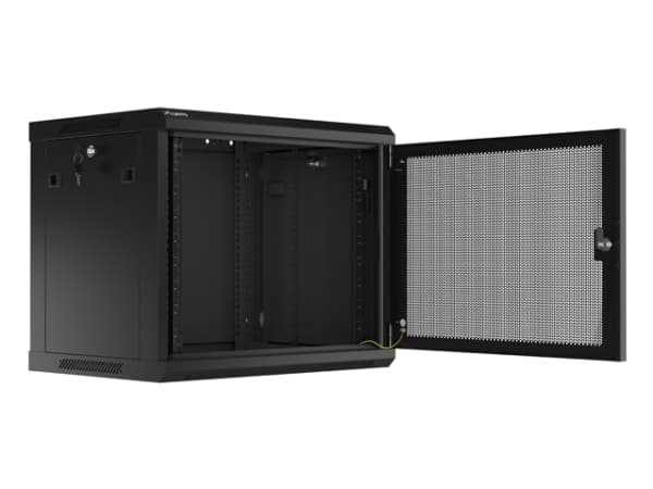 Lanberg WF01 Series - Rack skåp - 600 x 450, med perforerad dörr, platt pack - väggmontering - svart, RAL 9004 - 9U - 19"