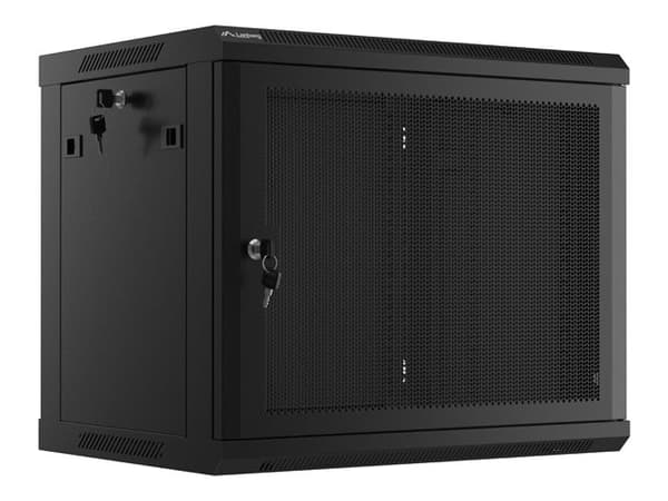 Lanberg WF01 Series - Rack skåp - 600 x 450, med perforerad dörr, platt pack - väggmontering - svart, RAL 9004 - 9U - 19"