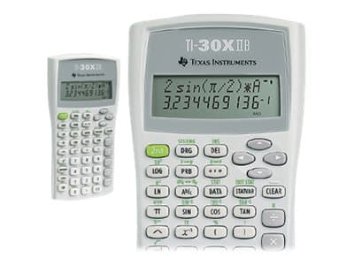 Texas Instruments TI-30X IIB - Vetenskaplig kalkylator - USB - 10 siffror + 2 exponenter - batteri Grå, Vit