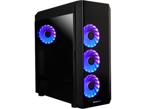 Chieftec SCORPION 3 - Tower - ATX - genomskinlig sidopanel (härdat glas) - ingen strömförsörjning (ATX) - svart - USB/ljud