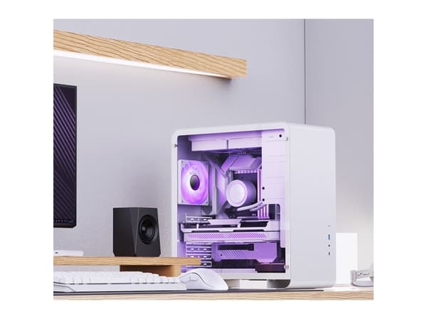 Jonsbo U4 PRO, Midi Tower, PC, Hvit, ATX, ITX, Mini-ATX, Stål, Herdet glass, Spilling