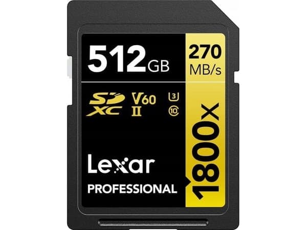 Lexar Professional GOLD Series - Flashminnekort - 512 GB - Video Class V60 / UHS-II U3 / Class10 - 1800x - SDXC UHS-II