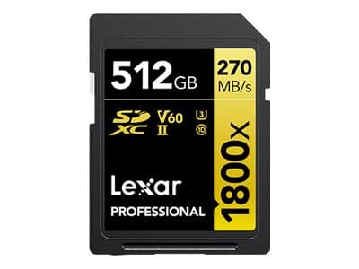 Lexar Professional GOLD Series - Flashminnekort - 512 GB - Video Class V60 / UHS-II U3 / Class10 - 1800x - SDXC UHS-II