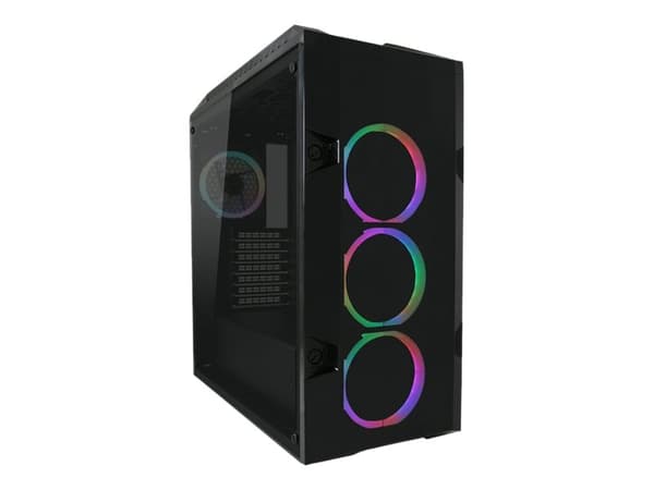 LC Power Gaming 998B Rambot - Torni - ATX - ikkunallinen sivupaneeli (karkaistu lasi) - ei virtalähdettä - musta, läpinäkyvä - USB/ääni musta, Läpinäkyvä