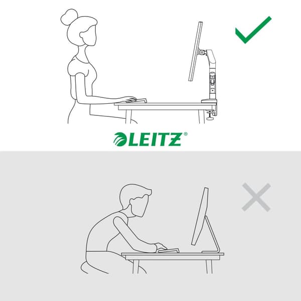 Leitz Ergo - Monteringssats (spring-assisted single arm) - för LCD-display - space saving - metall - mörkgrå - skärmstorlek: 17"-32"