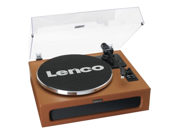 Lenco LS-430BN, Hihnakäyttöinen levysoitin, Ohje, Ruskea, Tekonahka, Metalli, Muovi, Alumiini, 33,45 RPM