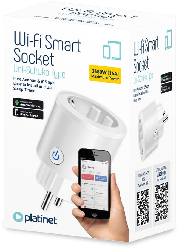 Platinet smart socket WiFi Tuya, white (454739)