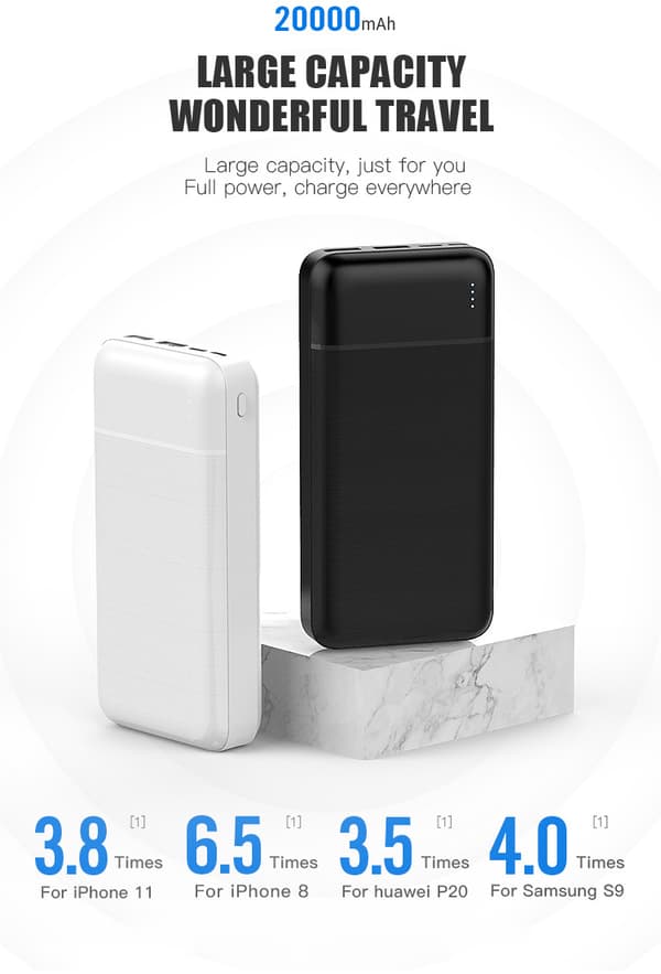 Platinet power bank 20000mAh PMPB20W706, black Sort