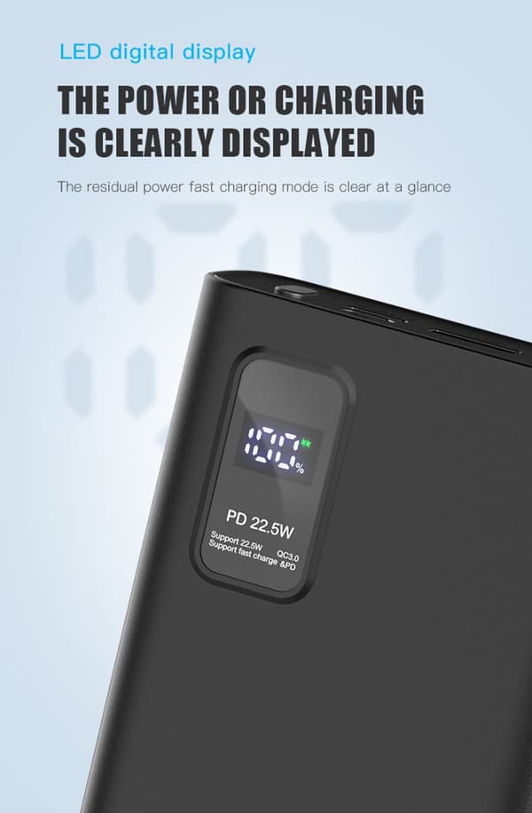 Platinet power bank 20000mAh PD QC LED, black