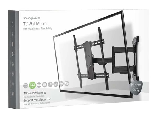 Nedis TVWM6570BK - Konsol - fullständig rörelse - för TV - stål - svart - skärmstorlek: 37"-90" - väggmonterbar