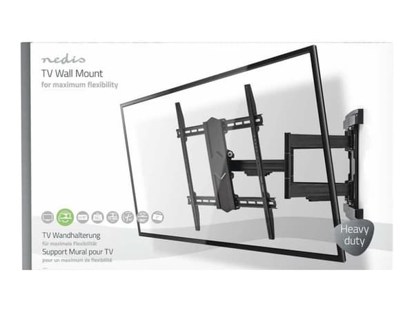 Nedis TVWM6570BK - Konsol - fullständig rörelse - för TV - stål - svart - skärmstorlek: 37"-90" - väggmonterbar