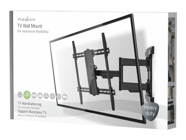 Nedis TVWM6570BK - Konsol - fullständig rörelse - för TV - stål - svart - skärmstorlek: 37"-90" - väggmonterbar