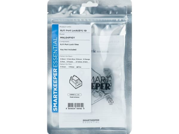 Smartkeeper MNL04P1GY, Portblockerare, RJ-11, Grå, 1 styck, Polypåse, 130 mm