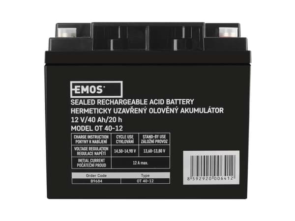 Emos 1201003700, Oppladbart batteri, Forseglet blysyre (VRLA), 12 V, 1 stykker, 40000 mAh, 5 år