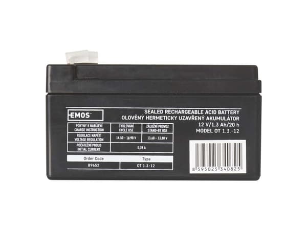 Emos 1201000600, Oppladbart batteri, Forseglet blysyre (VRLA), 12 V, 1 stykker, 1300 mAh, 5 år