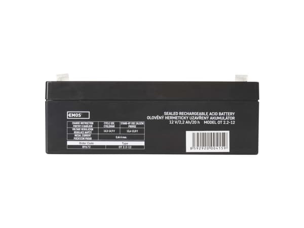 Emos 1201002600, Oppladbart batteri, Forseglet blysyre (VRLA), 12 V, 1 stykker, 2200 mAh, 5 år