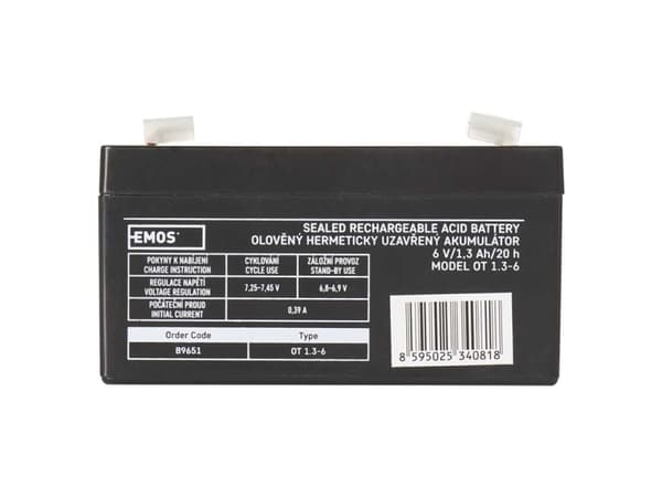 Emos 1201000500, Oppladbart batteri, Forseglet blysyre (VRLA), 6 V, 1 stykker, 1300 mAh, 5 år