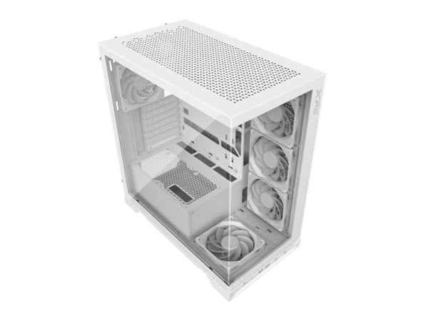 XPG Invader X - Mid tower - ATX - genomskinlig sidopanel (härdat glas) - ingen strömförsörjning - vit - USB/ljud