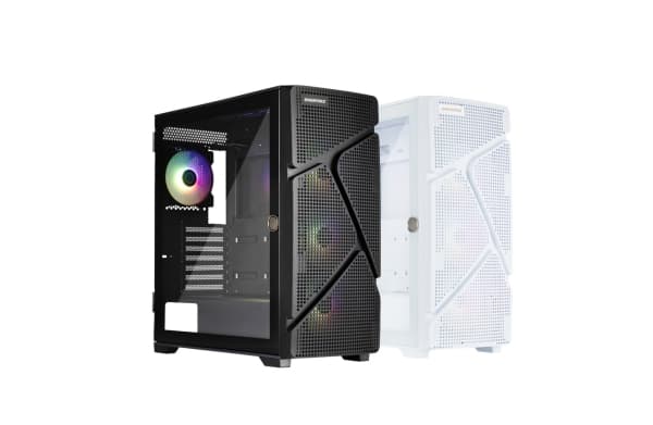 Enermax MarbleShell M - MT - micro ATX - sidepanel med vindu (herdet glass) - ingen strømforsyning - hvit - USB/lyd