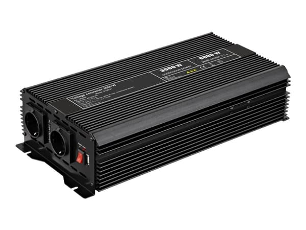 goobay - Strömomvandlare - DC 12 V - 3000 Watt - utgångskontakter: 2 - svart Svart