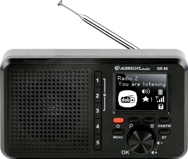 Albrecht DR 86 pieni digitaaliradio senioreille DAB+/UKW, musta (27861)
