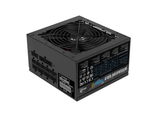 Aerocool Integrator Gold 1000W, 1000 W, 100 - 240 V, 47 - 63 hz, 13 - 6.5 A, Aktiv, 130 W