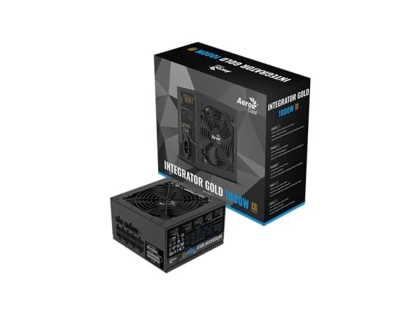 Aerocool Integrator Gold 1000W, 1000 W, 100 - 240 V, 47 - 63 hz, 13 - 6.5 A, Aktiv, 130 W