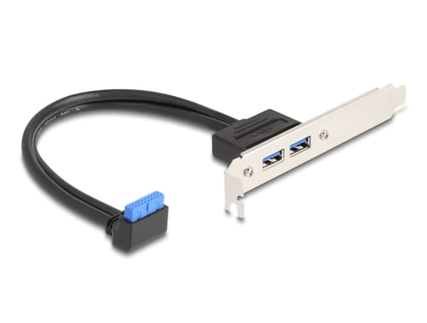 Delock Slotblech 1 x USB 5 Gbps Pfostenbuchse 90° gewinkelt til 2 x USB 5 Gbps Typ-A Buchse 50 cm