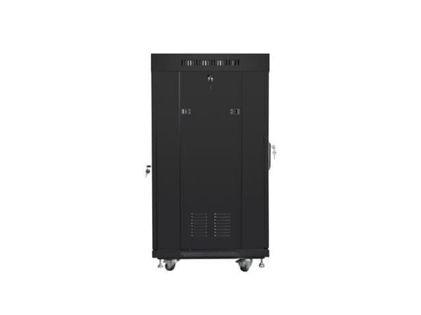 Lanberg FF01 series - Rack skåp - 600 x 600, platt paket, med nätdörr, V2 - med 2 kylfläktar, termostat, LCD-skärm - fristående, golvstående - svart,