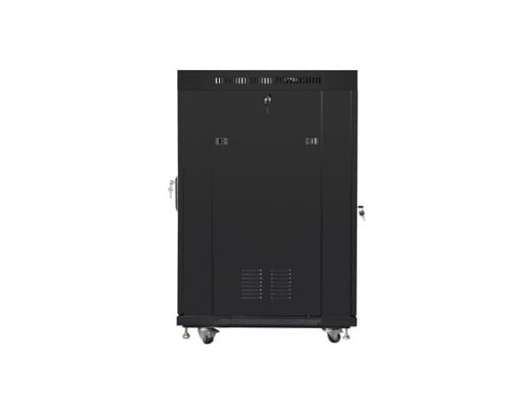 Lanberg FF01 series - Rack skåp - 600 x 800, platt paket, med glasdörr, LCD - med LCD-skärm, termostat, 4 kylfläktar - fristående - svart, RAL 9004 -