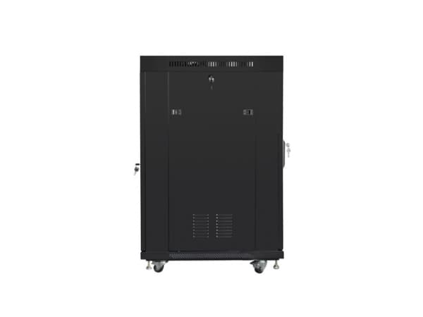 Lanberg FF01 series - Rack skåp - 600 x 800, platt paket, med glasdörr, LCD - med LCD-skärm, termostat, 4 kylfläktar - fristående - svart, RAL 9004 -