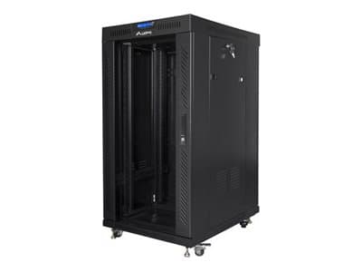 Lanberg FF01 series - Rack skåp - 600 x 800, platt paket, med glasdörr, LCD - med LCD-skärm, termostat, 4 kylfläktar - fristående - svart, RAL 9004 -