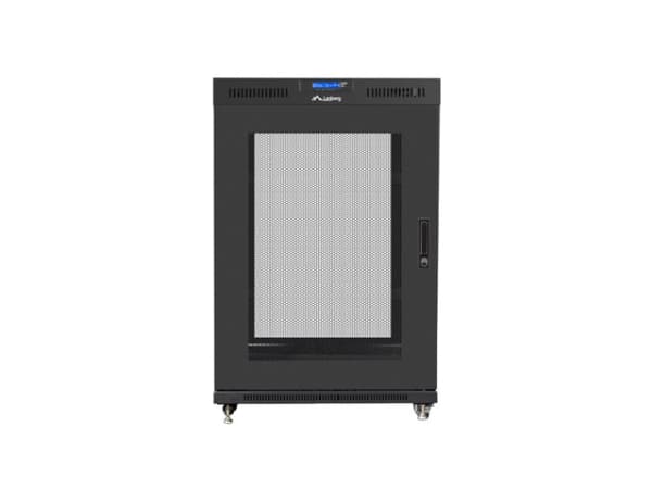 Lanberg FF01 series - Rack skap - 800 x 1000, flat pack, with mesh door, LCD - med 6 kjølevifter, LCD-skjerm, termostat - fritt stående - svart, RAL