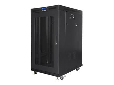 Lanberg FF01 series - Rack skap - 800 x 1000, flat pack, with mesh door, LCD - med 6 kjølevifter, LCD-skjerm, termostat - fritt stående - svart, RAL