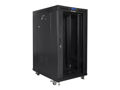 Lanberg FF01 series - Rack skap - 800 x 1000, flat pack, with glass door, LCD - med LCD-skjerm, termostat, 6 kjølevifter - fritt stående - svart, RAL