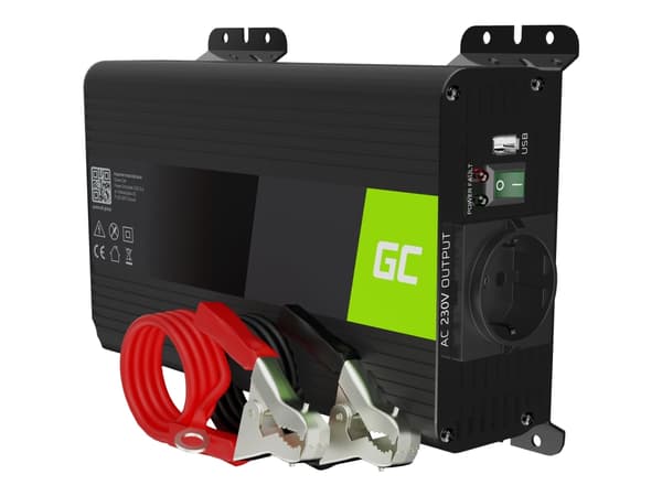 Green Cell PRO INVGC05 - DC-AC strøminverter - DC 12 V - 300 watt - utgangskontakter: 1 - Europa - svart