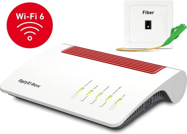 AVM FRITZ!Box 5590 Fiber - Trådløs ruter - maske - GPON-terminal / talekort 1GbE, 2.5GbE, GPON, AON - Wi-Fi 6 - Dobbeltbånd - VoIP-telefonadapter (DE