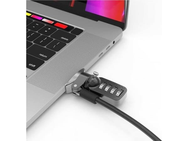 Compulocks Ledge Lock -sovitin MacBook Prolle 16" (2019), jossa yhdistelmäkaapelilukko - Adapteri paikan lukitsemiseen turvallisuuden takaamiseksi -
