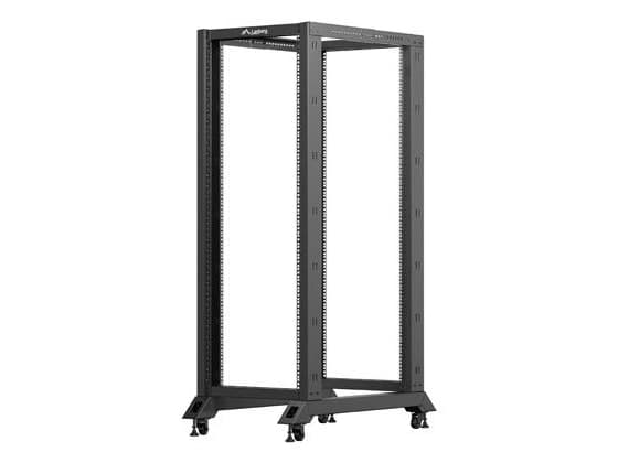 Lanberg - Rack öppen ram - 600 x 1000 mm - 4 stolpar - fristående, golvstående - svart, RAL 9004 - 32U - 19"